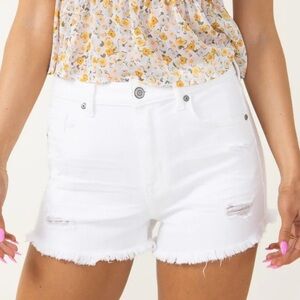 Eunina white distressed shorts Lulu high rise cut off shortie medium